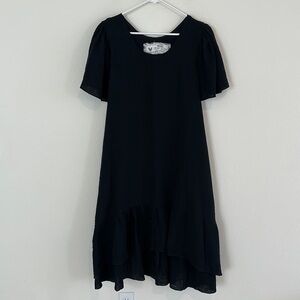 Farmhouse Frocks Gauzy Legenlook Midi Black Dress